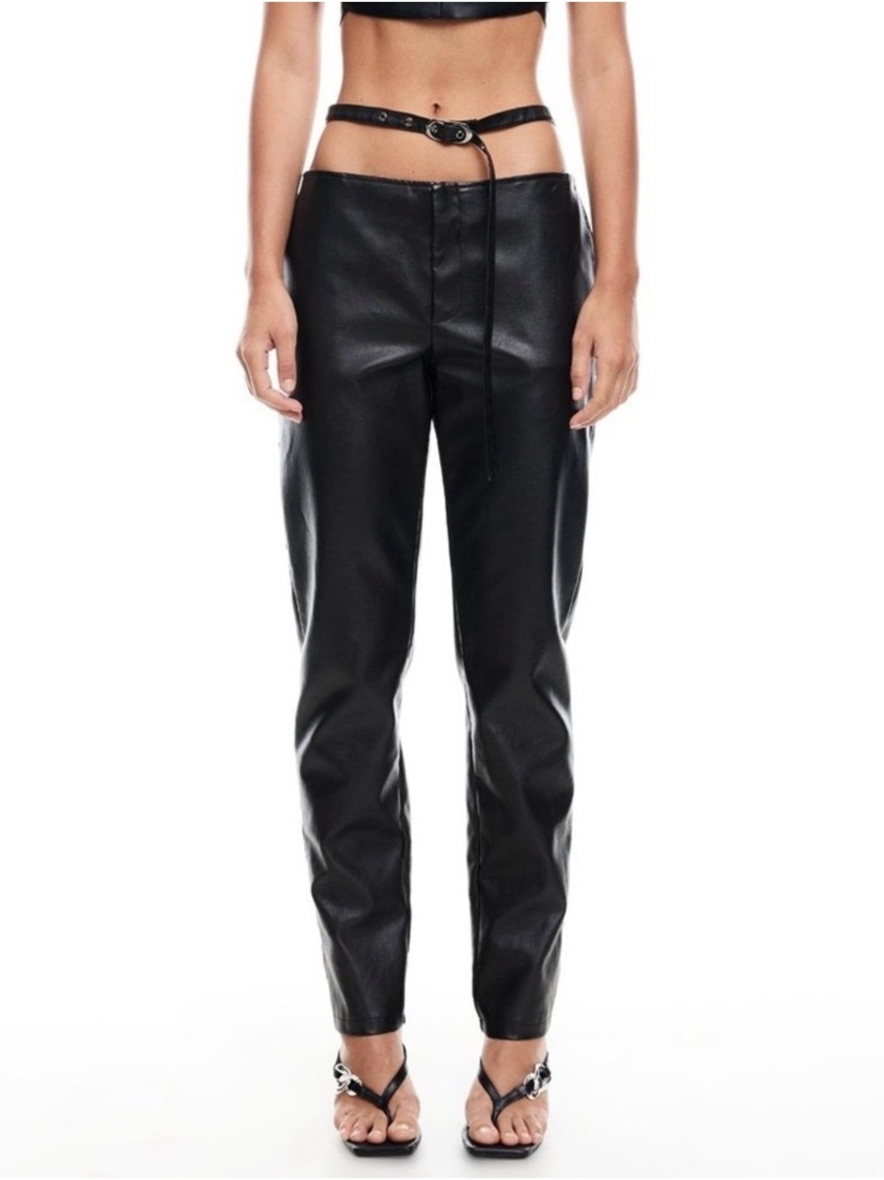 Lioness Practical Magic Black Faux Leather Straight-Leg Pants